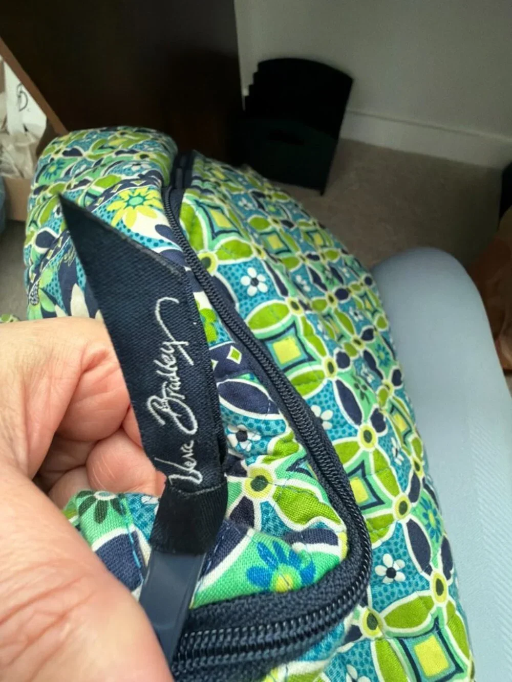 Vera Bradley Crossbody Messenger Laptop Bag Blue Green Daisy Daisy 14x10x4 in